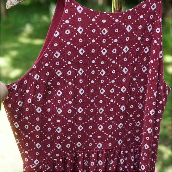LOFT Burgundy White Casual Long Maxi Dress - Picture 5 of 9